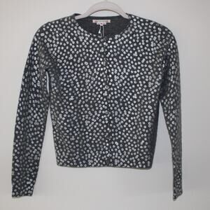 NWT‎ Bonpoint Cashmere Long Sleeve Button Front Gray Cardigan Sweater Silver Dot